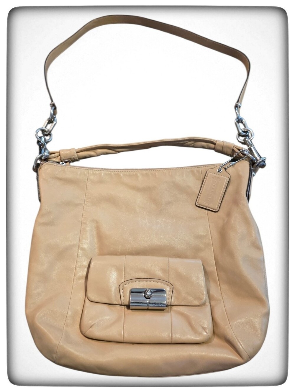 Coach Kristin Leather Hobo, Beige Bag, Soft, Unstructured
